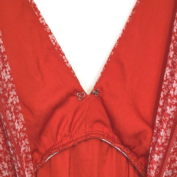 The Kooples Red Floral Mini Dress Ruffle Chic Feminine Brunch Date Night Size 2 - Picture 12 of 16